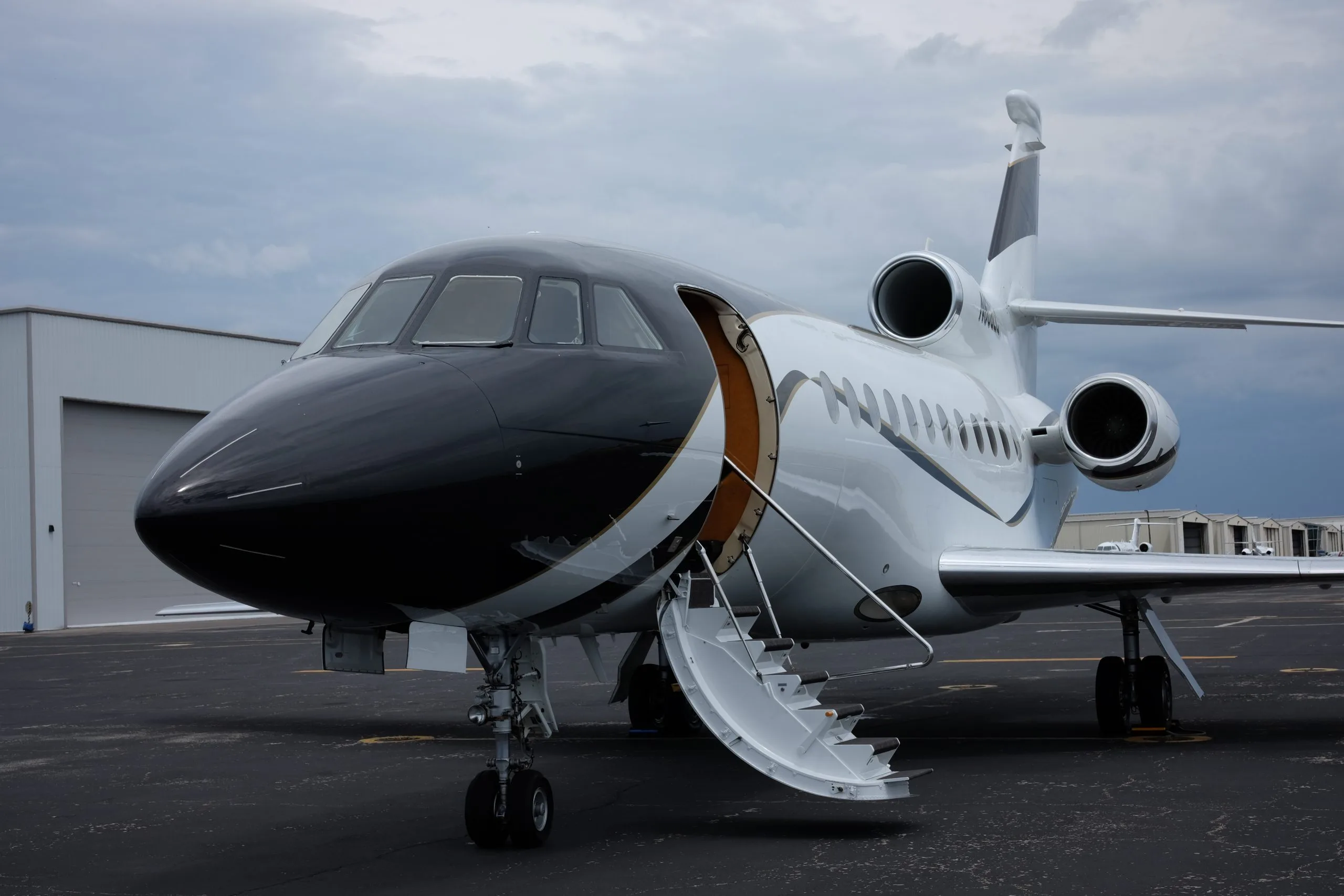 Falcon 900EX N608LC club seating configuration with folding table