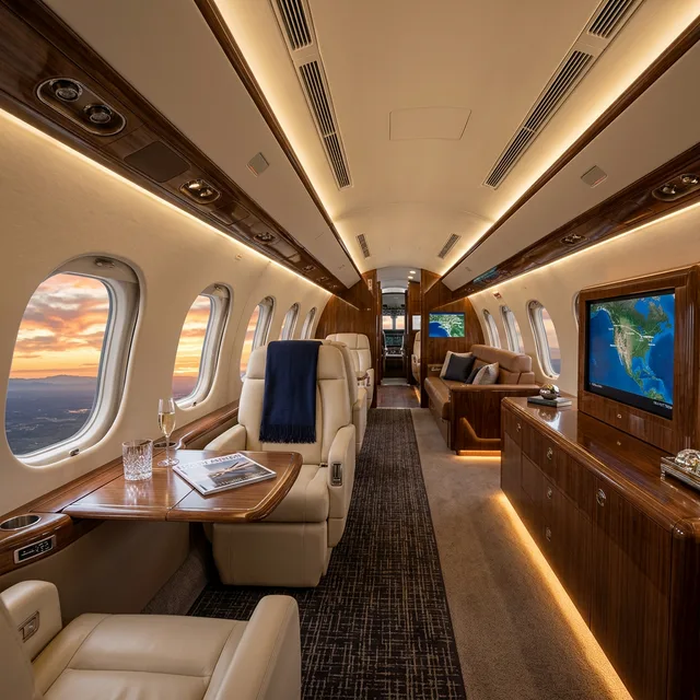 Luxury private jet interior